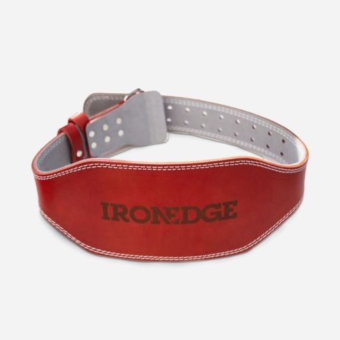 IronEdge Leather Weightlifting Belt Red