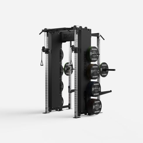 Iron Edge Armour Rack Combo with additional stainless steel uprights and weight plate storage options